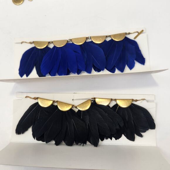 Stella and Dot Plume Gold Tone Black Blue Layered Statement Necklace Multi Wear - Picture 5 of 8